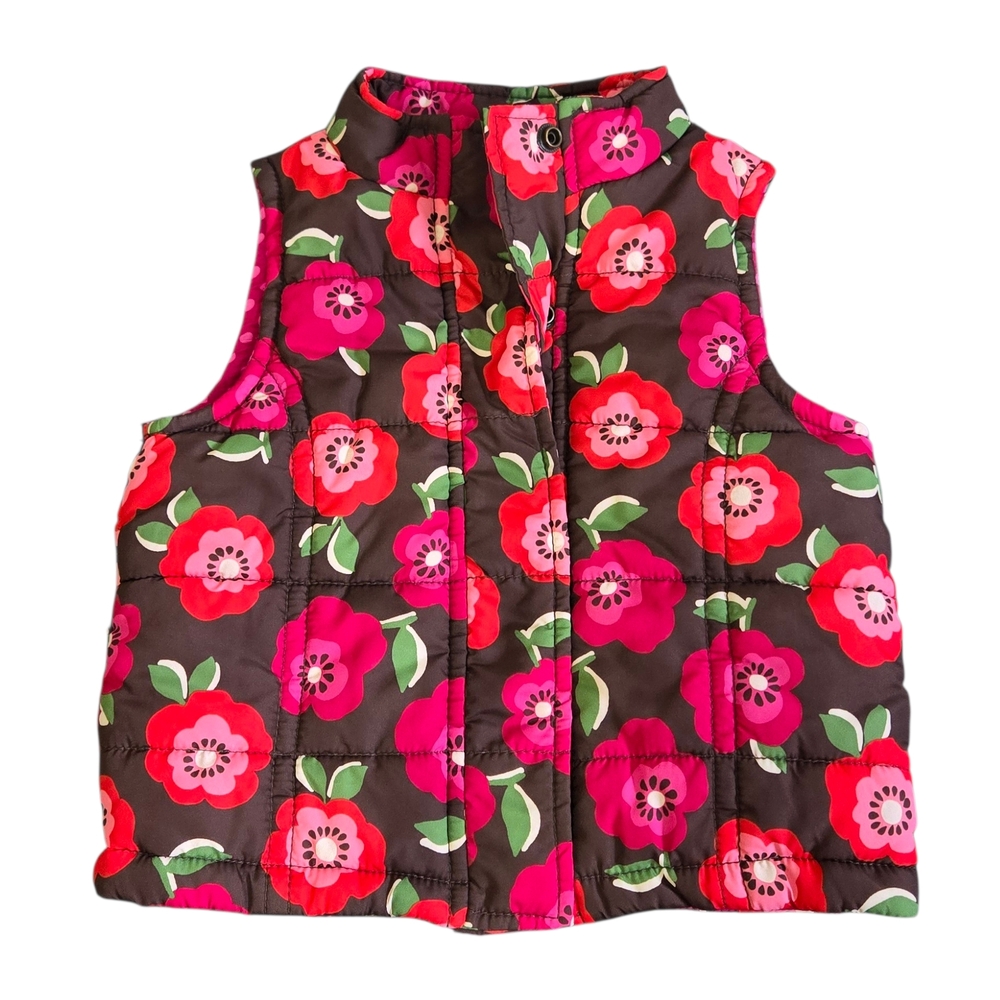 Osh Kosh Toddler Girls‎ Vest SZ 3T Brown Floral Pattern Sleeveless